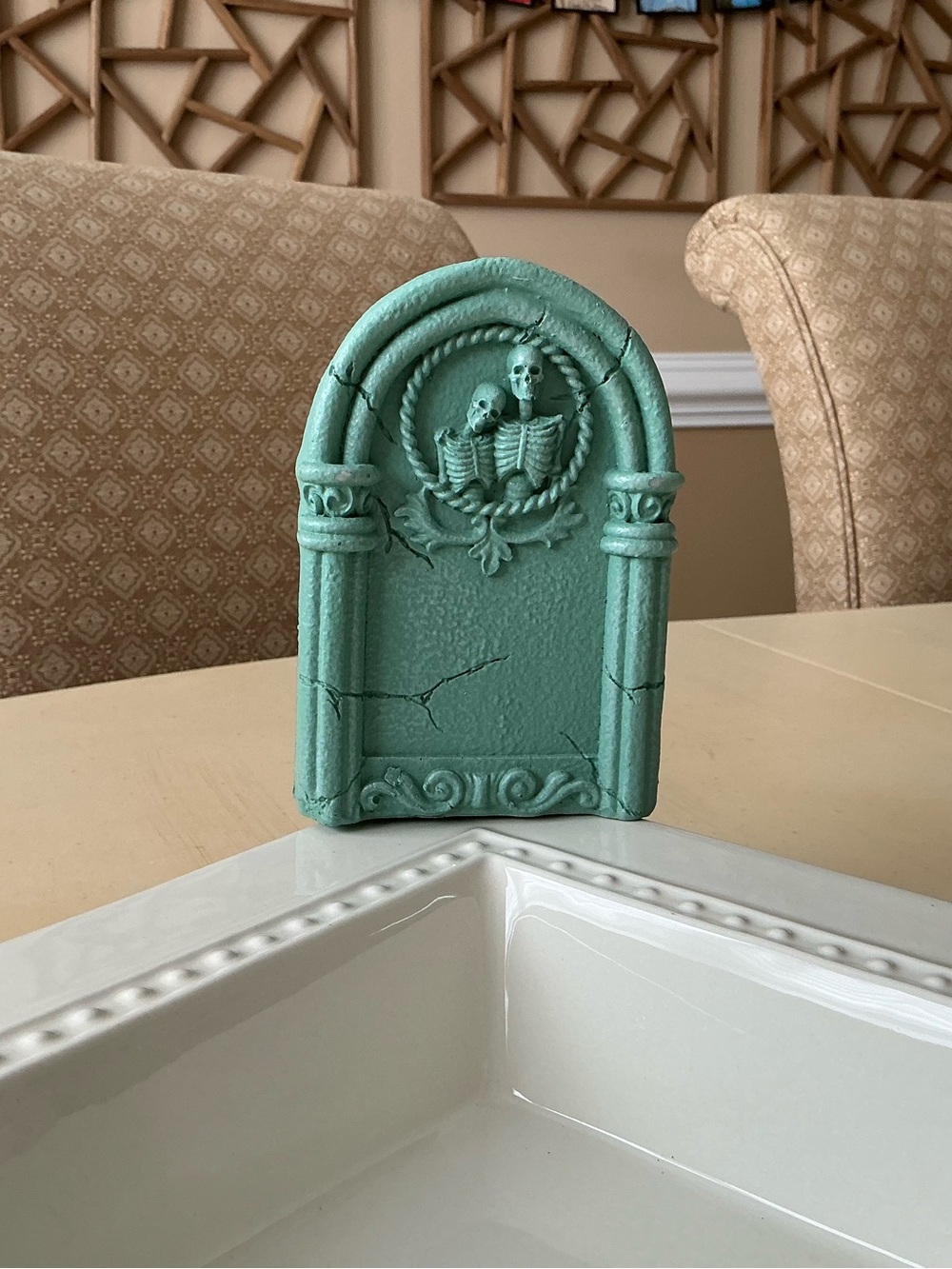 XL Teal Halloween Tombstone Platter Decoration 🎃